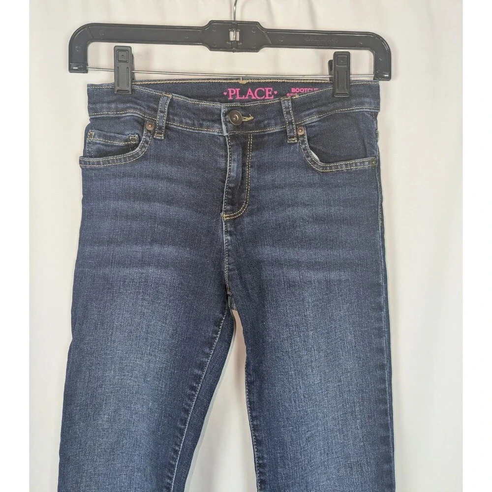 The Children's Place Girls Bootcut Dark Wash Denim Jeans Blue Size 10 Adjustable